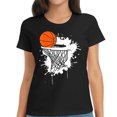 thumbnail image 1 of Womens Basketball Team Women Kids Teens Dunking Fan T-Shirt Black, 1 of 5