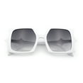 thumbnail image 1 of Womens Bat Wing Oversized Rectangular Plastic Fashion Sunglasses White - Smoke, 1 of 7
