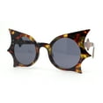 thumbnail image 1 of Womens Bat Wing Shape Round Circle Lens Plastic Sunglasses Tortoise - Black, 1 of 4