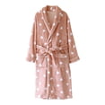 thumbnail image 1 of Womens Bath Robe Flannel Cozy Fleece Soft With Pockets Sleepwear for Women,Pink,M, 1 of 9
