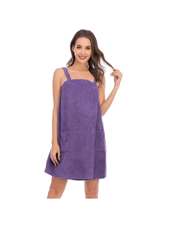 Womens Bath Towel Wrap Terry Cloth Spa Towel Robe with Straps Adjustable Closure Shower Towel S-XXL