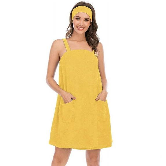 Womens Bath Towel Wrap Terry Cloth Spa Towel Robe with Straps Adjustable Closure Shower Towel S-XXL