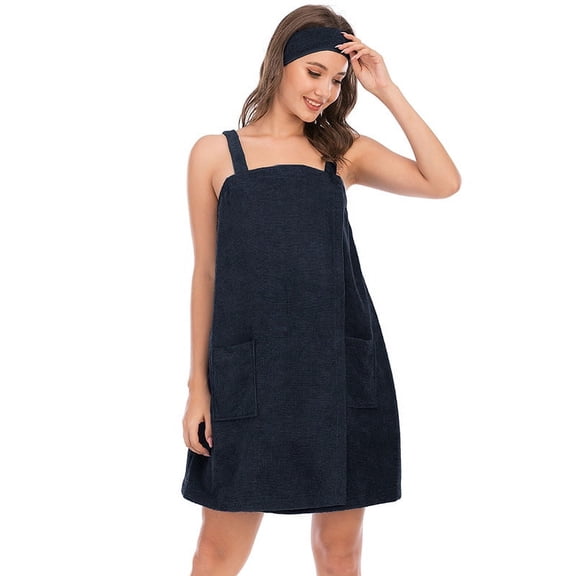 Womens Bath Towel Wrap Terry Cloth Spa Towel Robe with Straps Adjustable Closure Shower Towel S-XXL