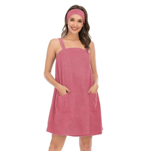 Womens Bath Towel Wrap Terry Cloth Spa Towel Robe with Straps Adjustable Closure Shower Towel S-XXL