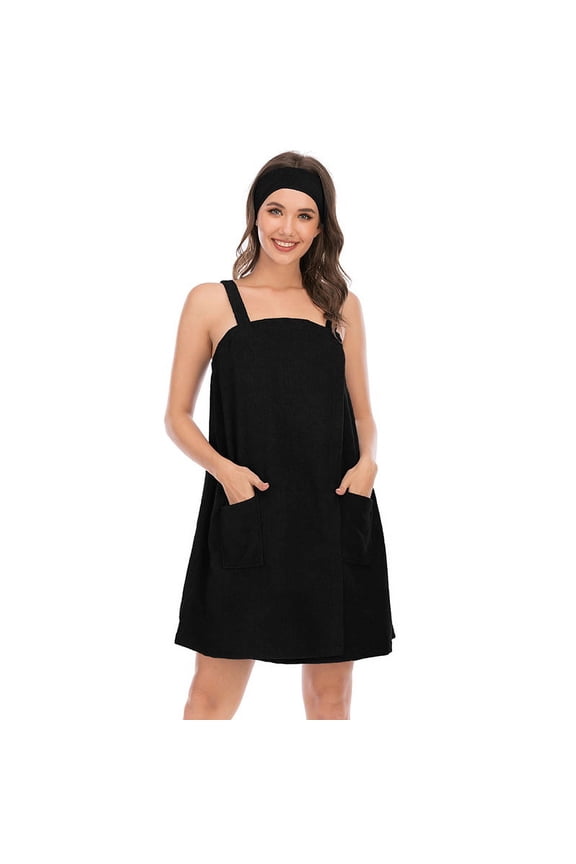 Womens Bath Towel Wrap Terry Cloth Spa Towel Robe with Straps Adjustable Closure Shower Towel S-XXL
