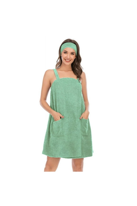 Womens Bath Towel Wrap Terry Cloth Spa Towel Robe with Straps Adjustable Closure Shower Towel S-XXL