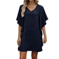 thumbnail image 1 of Womens Bathing Suit Cover Up V Neck Swimsuit Coverup Summer Swim Coverups Loose Bikini Beach Dress Navy M, 1 of 6
