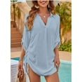 thumbnail image 1 of Womens Bathing Suit Cover Ups Bikini Swimsuit Coverup Drawstring Beach Dress Shirt, 1 of 7