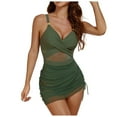 thumbnail image 1 of Womens Bathing Suit Womens Bikini Women Swimsuits 2025 Bathing Suits V Neck Swim Dress Ruched Tie Knot Swimwear, 1 of 8