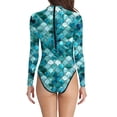 thumbnail image 1 of Womens Bathing Suits Scale Print Long Sleeve Swimsuit High Neck Rash Guard Sun Protection Performance Athletic Swimwear for Pool, 1 of 4