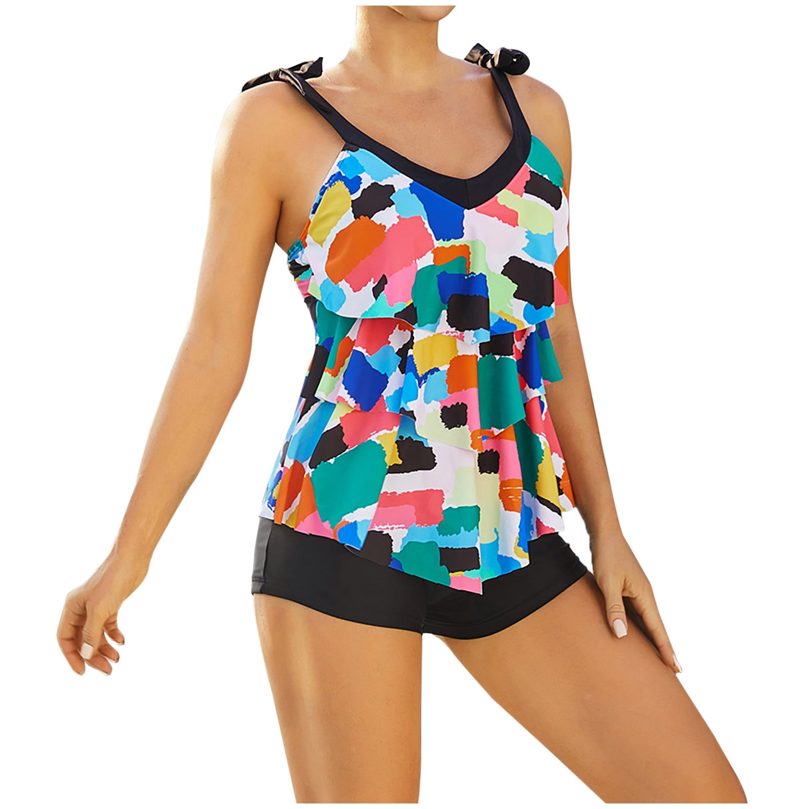 Womens Bathing Suits Tankini Swimsuit Plus Size Tummy Control Top with