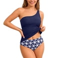 thumbnail image 1 of Womens Bathing Suits Two Piece Swimsuit One Shoulder Tankini Swimwear Two Piece Swimsuit With Bikini Bottoms, 1 of 5