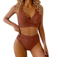 thumbnail image 1 of Womens Bathing Suits Womens 2 Piece Swimsuits High Waisted Bikini V Neck Front Two Piece Swimsuit Bathing, 1 of 7
