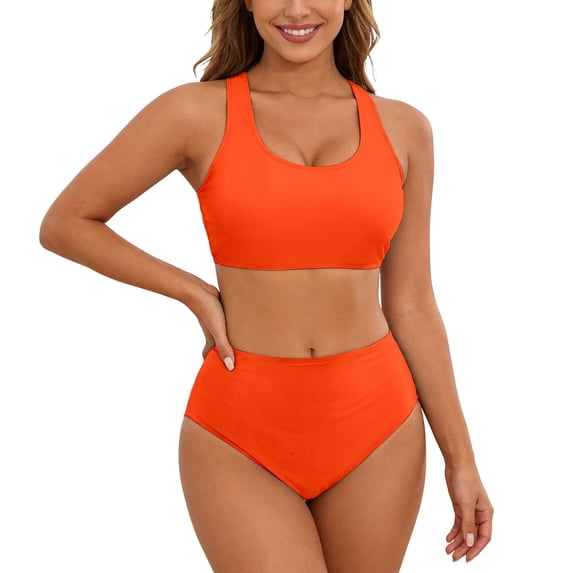 Womens Bathing Suits Womens Two Piece Swimsuits Two Piece Swimwear Solid Color Back Tankini Bikini Comfortable Swim for Beach Pool