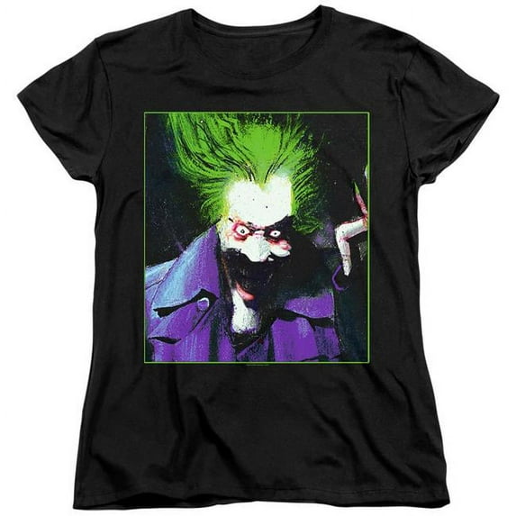 Womens Batman & Arkham Asylum Joker-Short Sleeve Tee, Black - 2X