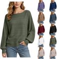 thumbnail image 1 of Womens Batwing Long Sleeve Sweaters Zaewscy Women's Casual Round Neck Batwing Sleeve Striped Knit Pullover Top For Fall Winter Fashion 2026 Army Green XXL, 1 of 8