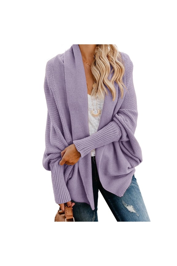 Womens Batwing Sleeve Oversized Sweater Cloak Cardigan Outwear