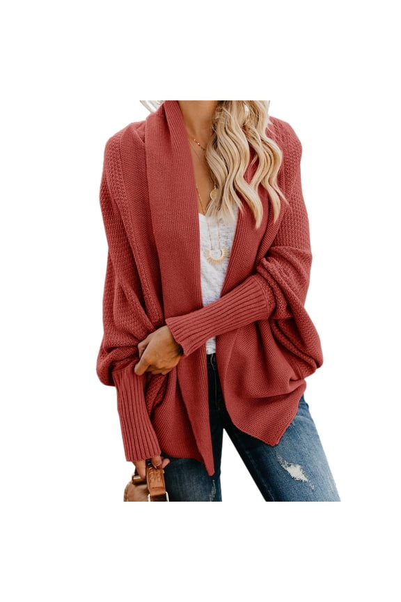 Womens Batwing Sleeve Oversized Sweater Cloak Cardigan Outwear