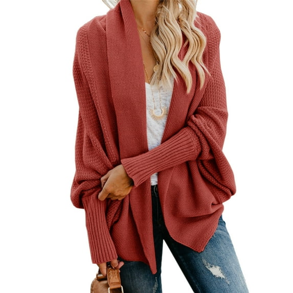 Womens Batwing Sleeve Oversized Sweater Cloak Cardigan Outwear