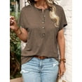 thumbnail image 1 of Womens Batwing Sleeve Tshirts Crew Neck Short Sleeve Buttons Tops Tee Basic Summer Blouse Loose Fit, 1 of 12