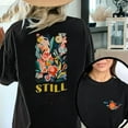 thumbnail image 1 of Psalm 46:10 T-Shirt, Be Still Abstract Floral Christian Art Tee, 1 of 5