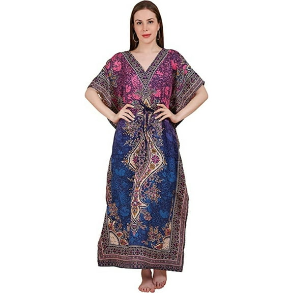 Womens Beach Cover Up Kaftan Dress Night Wear Gown Top Tunic Cotton Long Dess