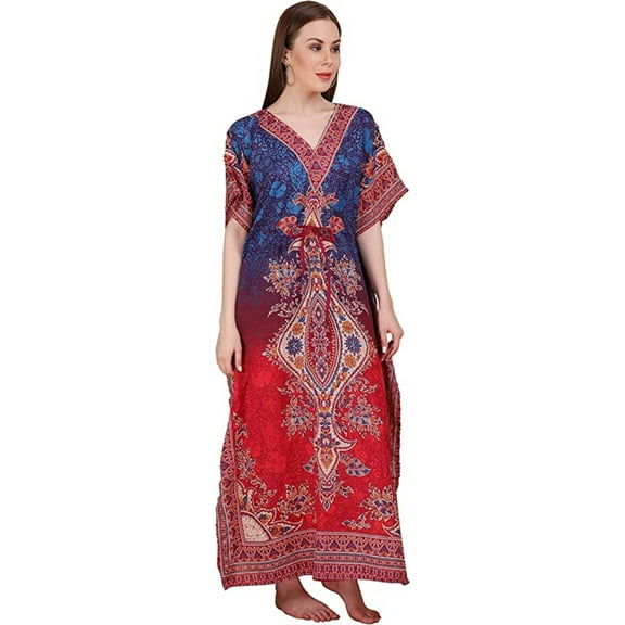 Womens Beach Cover Up Kaftan Dress Night Wear Gown Top Tunic Cotton Long Dess