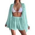 thumbnail image 1 of Womens Beach Cover Up Loose Shirt Style Sun Protection Set Casual Vacation Bikini Top and Pants Mint Green XL, 1 of 7