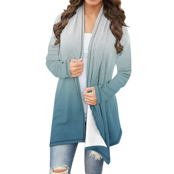 Womens Beach Coverups, Fall Cardigan for Women Lightweight Casual Ombre Tie Dye Open Front Long Sleeve Shirts Plus Size S-5XL