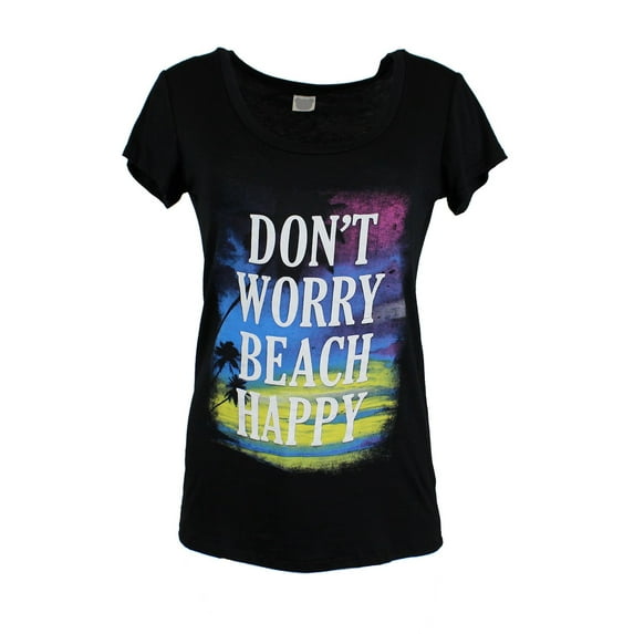 Womens Beach Happy Scoop Neck Short Sleeve T-Shirt