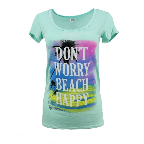 Womens Beach Happy Scoop Neck Short Sleeve T-Shirt
