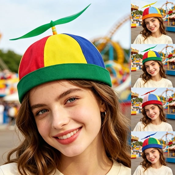 Womens Beach Hat Unisex Adjustable Adult Baseball Cap Detachable Propeller Novelty Hat Red One Size