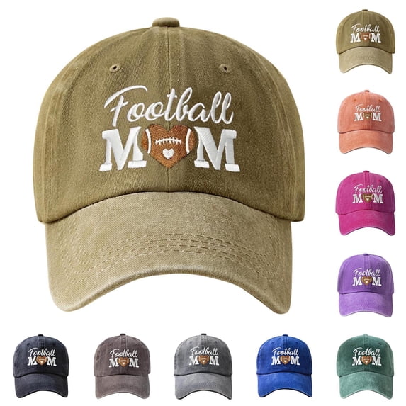 Womens Beach Hat Unisex Football Mom Embroidered Washed Casual Breathable Baseball Cap Khaki One Size
