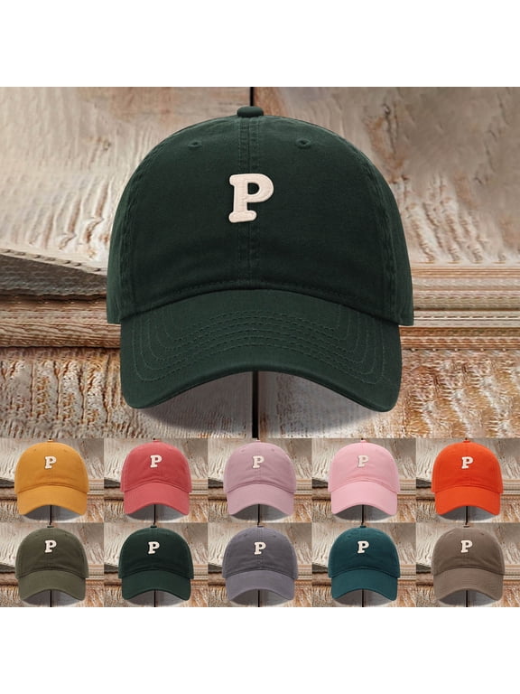 Womens Beach Hat Unisex P Logo Soft Top Baseball Cap Outdoor Sun Hat Casual Army Green One Size