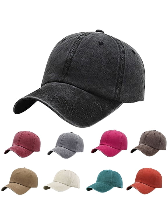 Womens Beach Hat Women Casual Washed Cotton Solid Plain Baseball Cap Brick Red M