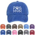 thumbnail image 1 of Womens Beach Hat Women Dog Mom Embroidered Washed Adjustable Outdoor Baseball Cap Light Pink One Size, 1 of 4