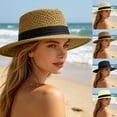 thumbnail image 1 of Womens Beach Hat Women Elegant Hollow Out Structured Boater Sun Hat Outdoor Casual Khaki One Size, 1 of 5