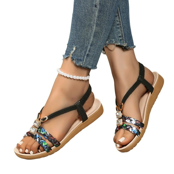 Womens Beach Platform Sandals Boho Casual Woven Open Toe Wedge Low Heel Dressy Sandals for Women 2025