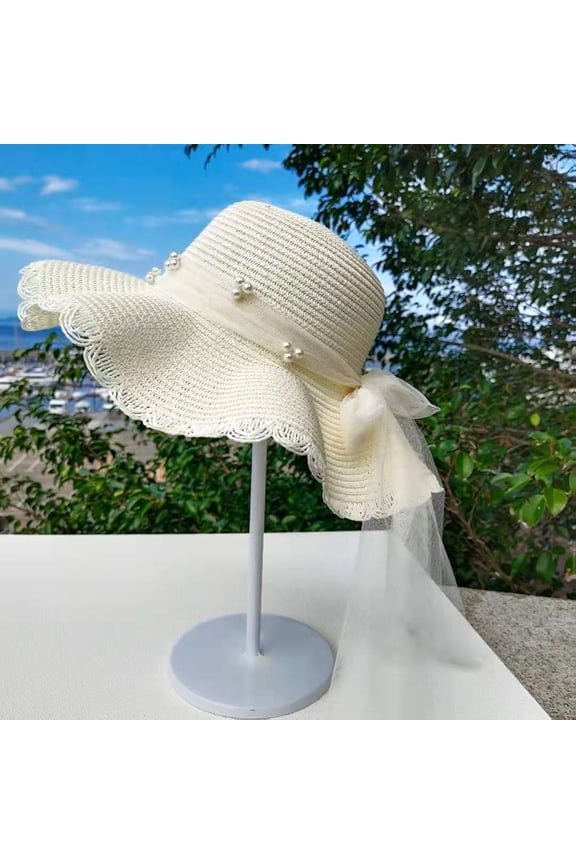 Womens Beach Straw Sun Hat: Large Ladies Foldable & Packable Floppy Hats with Wide Brim-UPF 50 UV Protection Summer Sunhat