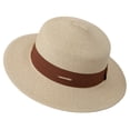 thumbnail image 1 of Womens Beach Straw Sun Hat Summer Classic Boater Sun Hat Panama Short Brim Fedora for Party Travel, 1 of 5