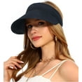 thumbnail image 1 of Womens Beach Straw Sun Visor Hat Ponytail Hole UV Protection Wide Brim Summer Cap Packable for Travel UPF 50+, 1 of 9