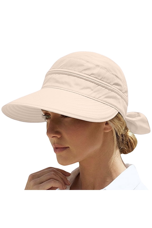 Womens Beach Sun Straw Hat Dual Use Zipper Lightweight Ponytail Visor Sun Hats for Women