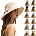 thumbnail image 1 of Womens Beach Sun Straw Hat UV UPF 80+ Travel Foldable Brim Summer UV Hat, 1 of 9