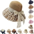 thumbnail image 1 of Womens Beach Sun Straw Hat UV UPF 80+ Travel Foldable Brim Summer UV Hat, 1 of 7