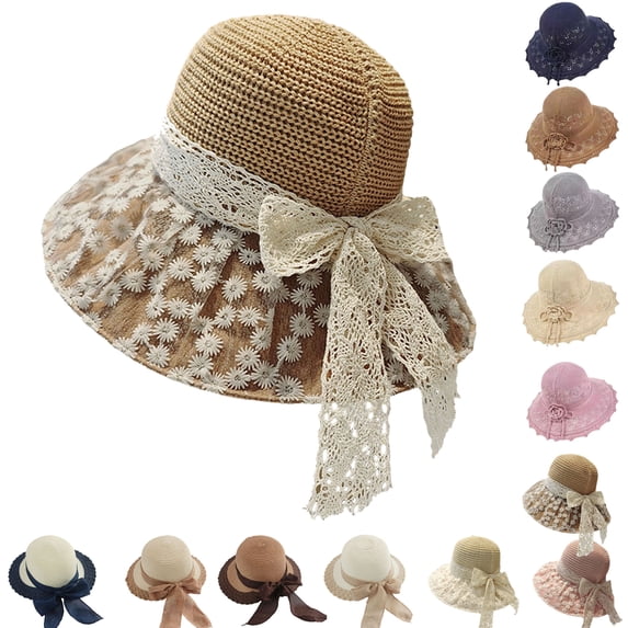 Womens Beach Sun Straw Hat UV UPF 80+ Travel Foldable Brim Summer UV Hat