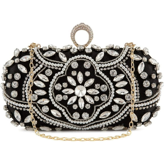 Womens Beaded Clutch Bag Fashion Evening Handbag Bridal Purse for Wedding Party