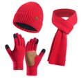 thumbnail image 1 of Womens Beanie Winter Hats 3 in 1 Knit Warm Hat Gloves and Scarf Set Women Scarves for Cold Weathe,Christmas Gifts for Lover(One Size,Red), 1 of 2