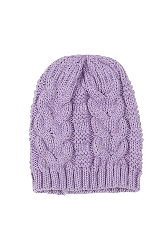 Womens Beanies, Audhol Women Lady Knitted Wool Beret Baggy Beanie Crochet Hat Winter Ski Knitted Cap Cute Beanies for Women Light Violet One Size