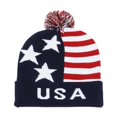 thumbnail image 1 of Womens Beanies Hat American Flag Cuffed Knit Hats with Pom Pom USA Winter Warm Skull Beanie Cap Black, 1 of 3
