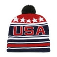 thumbnail image 1 of Womens Beanies Hat American Flag Cuffed Knit Hats with Pom Pom USA Winter Warm Skull Beanie Cap Multicolor, 1 of 3